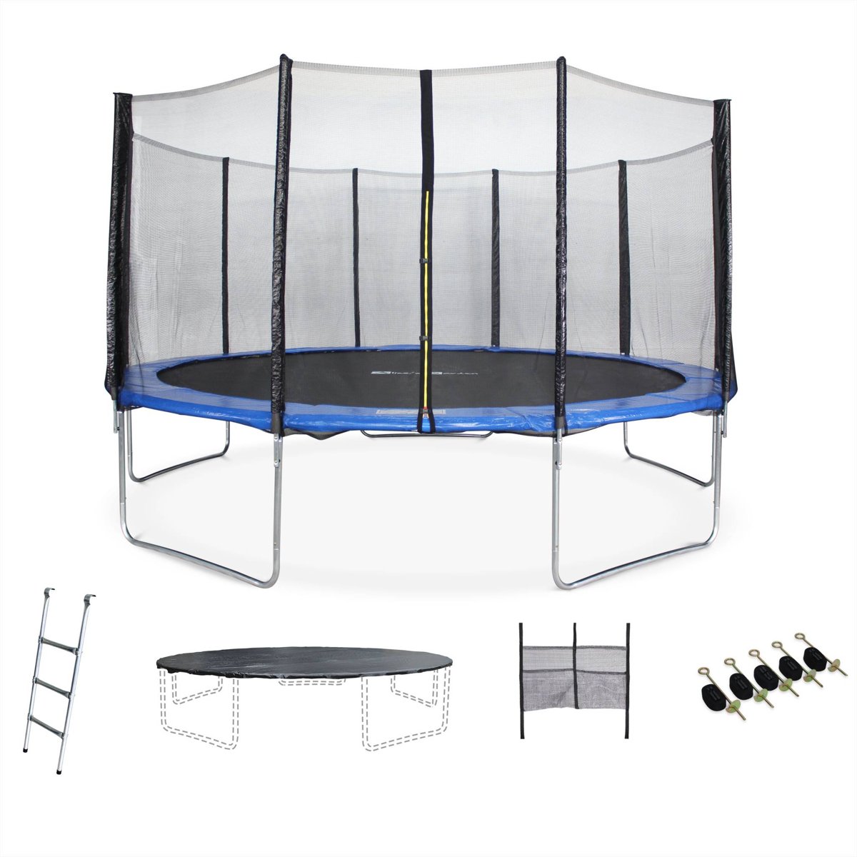 Trampoline Neptune XXL Ø 460 cm, veiligheidsnet, ladder, dekzeil, verankeringskit en opbergnet